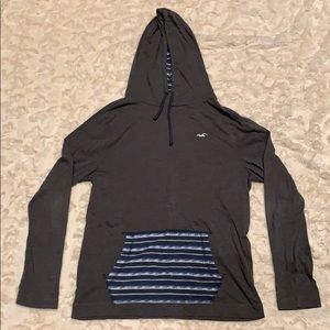 Lightweight hoodie with blue/white front pocket